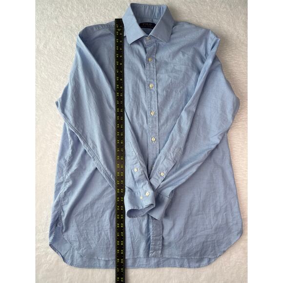 Polo Ralph Lauren Long Sleeve Button Down Shirt Size 16 32/33 Blue Glen Plaid - Picture 4 of 6